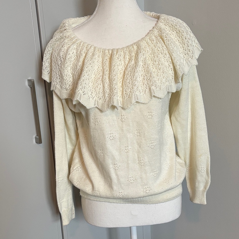 Off-the-Shoulder Cream Sweater